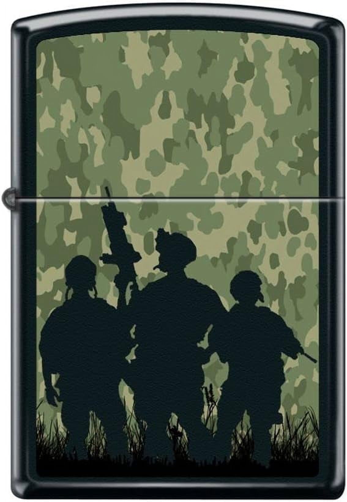 Zippo Lighter- Camo Soldiers Military Black Matte Windproof Lighter #Z5128