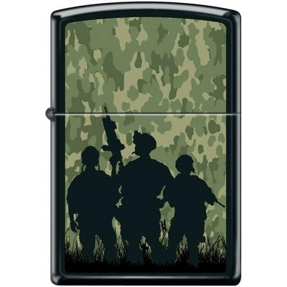 Zippo Lighter- Camo Soldiers Military Black Matte Windproof Lighter #Z5128
