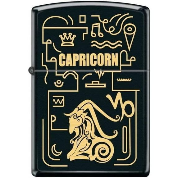 Zippo Lighter- Capricorn Zodiac Black Matte Windproof Lighter #Z5301
