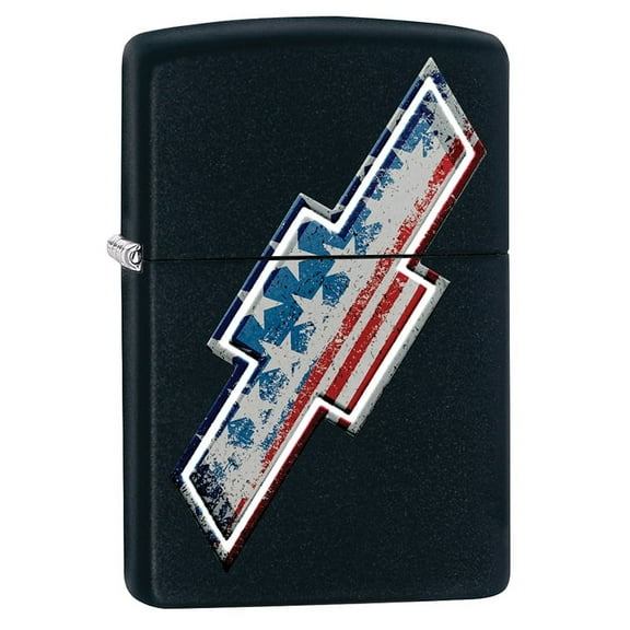 Zippo Lighter: Chevrolet American Flag - Black Matte 79614