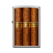 Zippo Lighter- Cigars Cuban Design Satin Chrome Windproof Lighter #Z5123