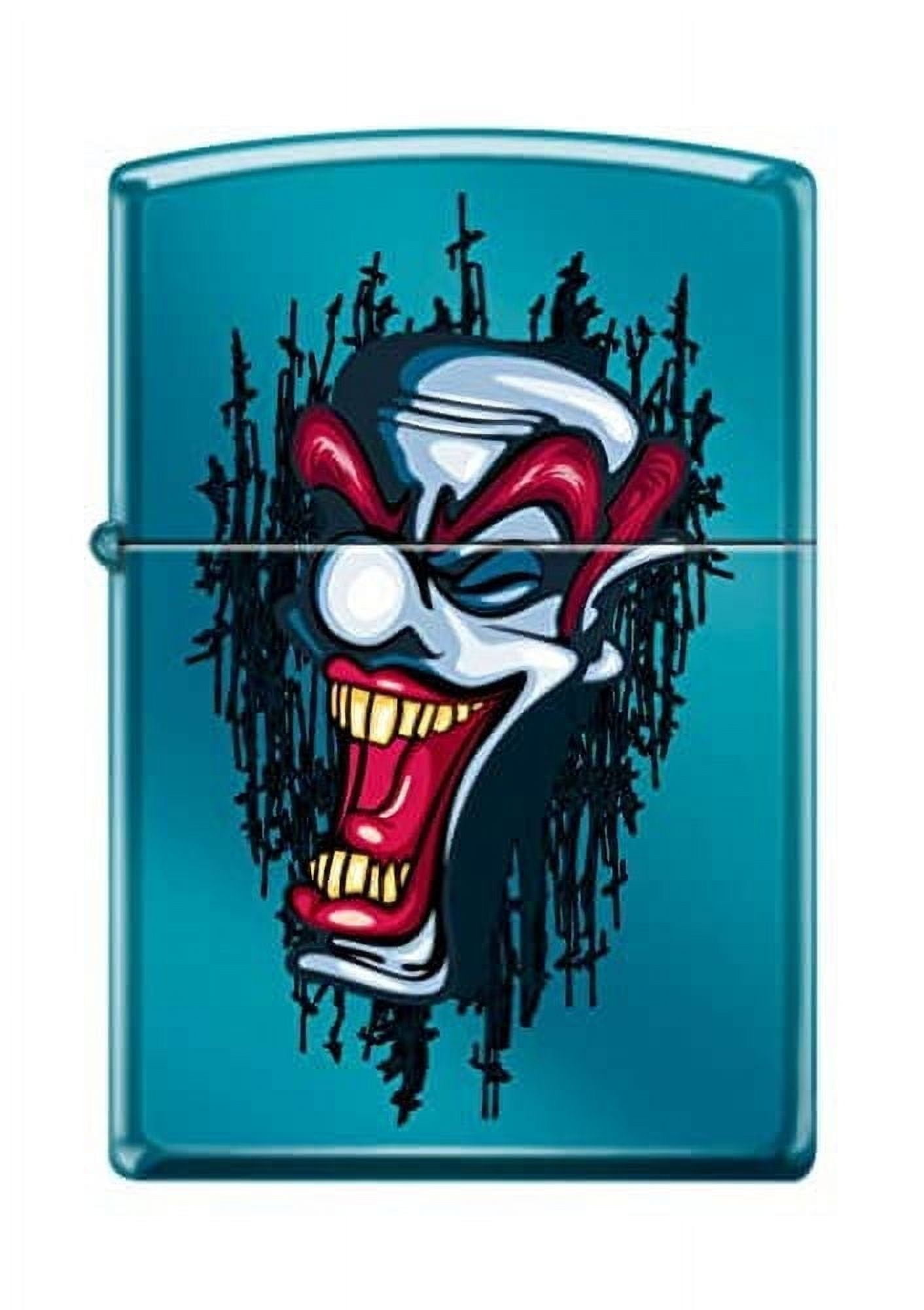 Zippo Lighter- Clown Laughing Tattoo High Polish Blue Windproof Lighter #Z5093
