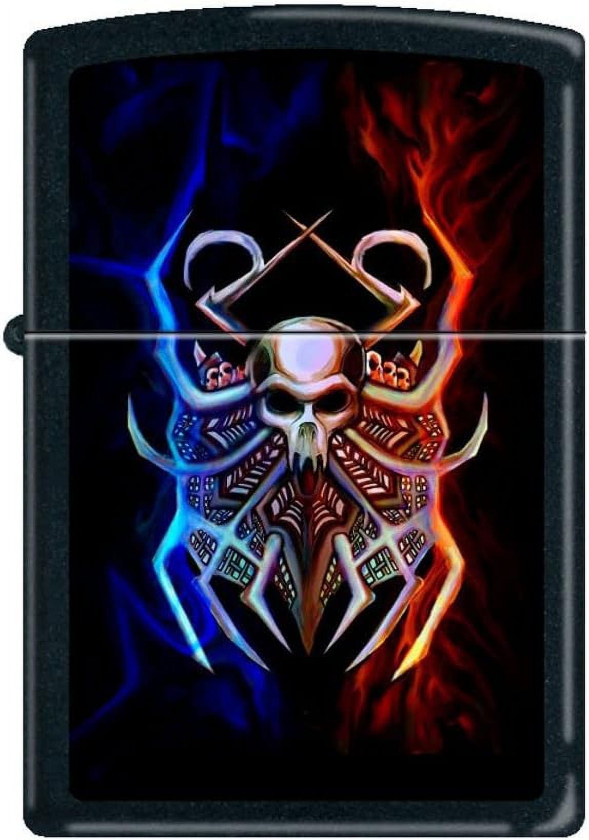 Zippo Lighter- Colored Skull Spider Flame Black Matte Windproof Lighter #Z5017