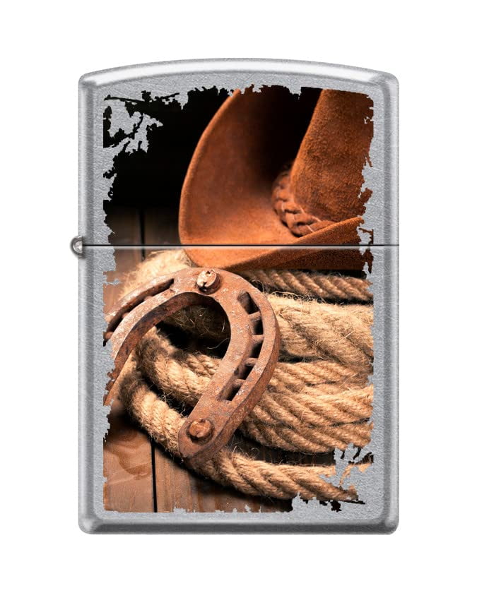 Zippo Lighter-Cowboy Hat and Rope Street Chrome Windproof Lighter #Z5394