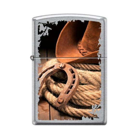Zippo Lighter-Cowboy Hat and Rope Street Chrome Windproof Lighter #Z5394