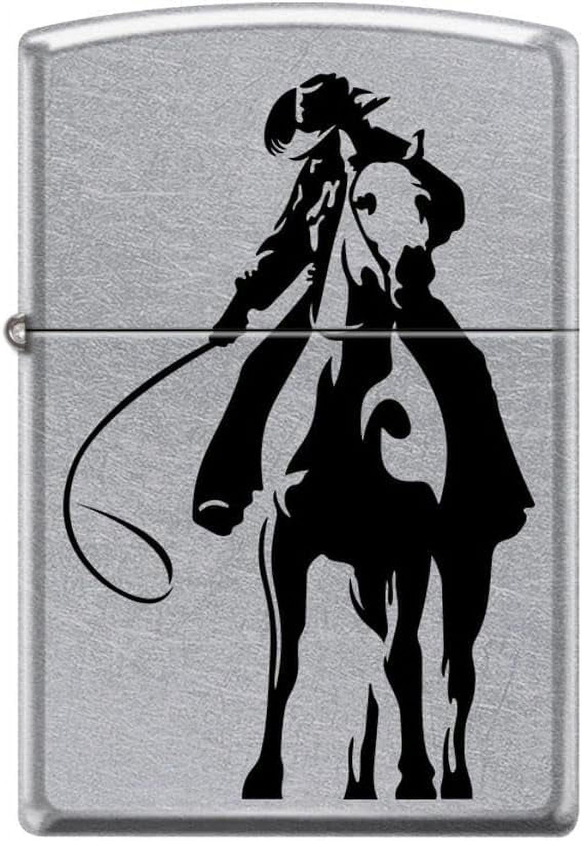 Zippo Lighter- Cowboy Horse Rider Street Chrome Windproof Lighter #Z5251
