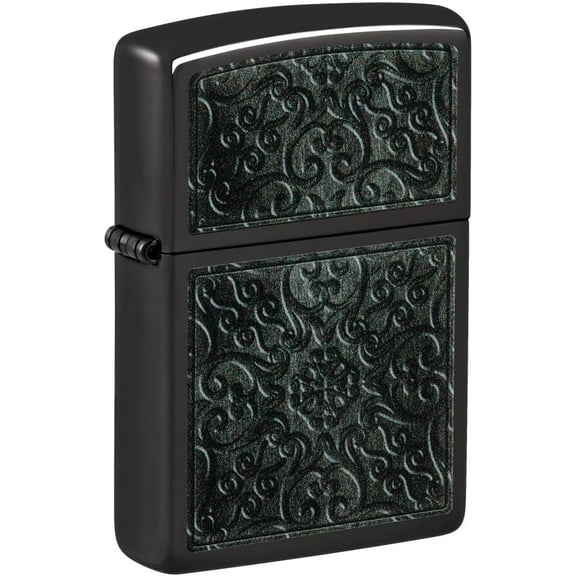 Zippo Lighter - Custom Message Engrave Pattern Design - High Polish Black 48961