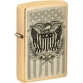 thumbnail image 1 of Zippo Lighter - Customize Message on American Crest Brass Brushed Pocket 46230, 1 of 9