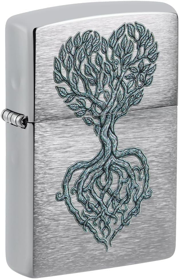 Zippo Lighter - Customize Message on Rooted in Love Brushed Chrome Pocket 46232