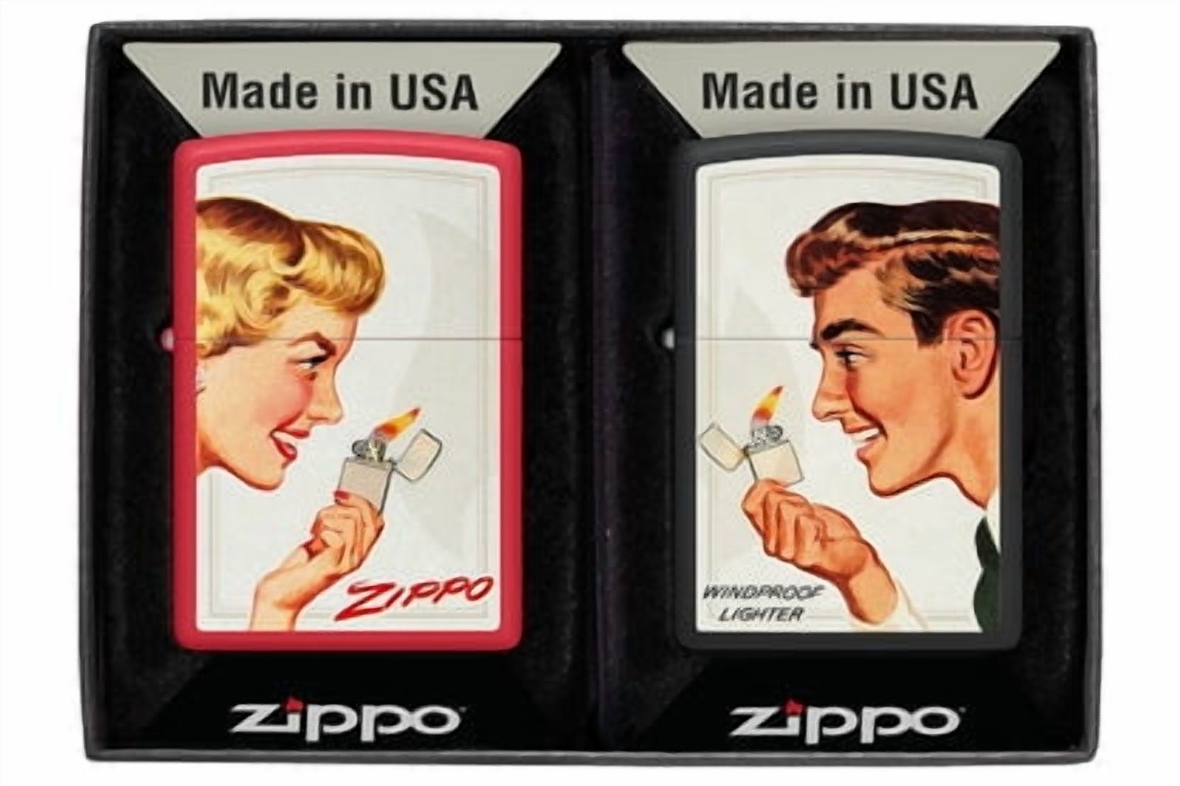 Zippo Lighter - Customized Engraved Message /218 Zippo Couple Set Girl/Guy 46295