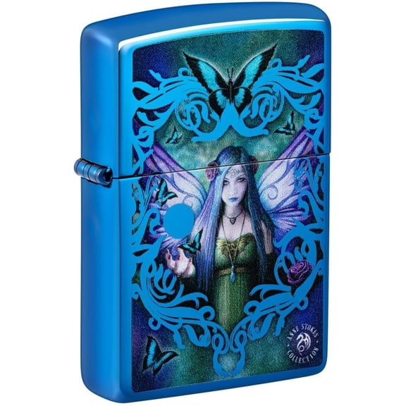 Zippo Lighter - Customized Message on Mystic Aura Fairy - High Polish Blue 48985