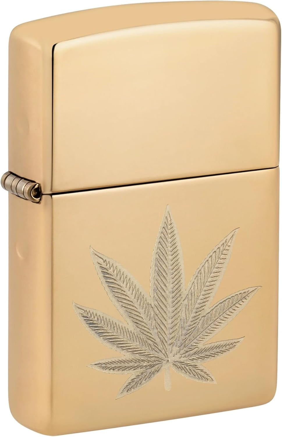Zippo Lighter - Customized Message on Polished Brass Leaf Pocket Lighter 46560