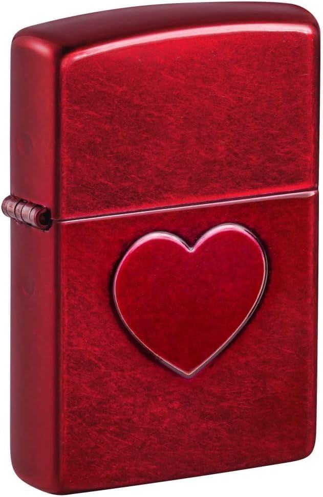 Zippo Lighter - Customized Message on Stamped Heart Candy Apple Pocket 46588