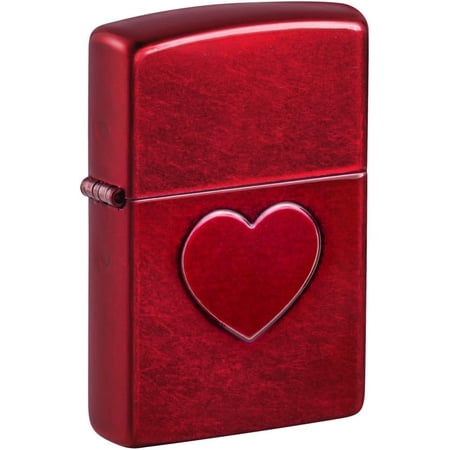 Zippo Lighter - Customized Message on Stamped Heart Candy Apple Pocket 46588