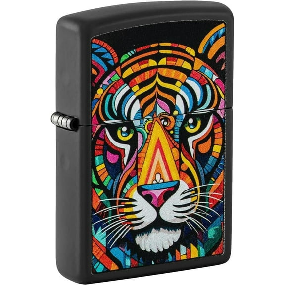 Zippo Lighter - Customized Message on Tiger Stripes Black Matte Pocket 46235