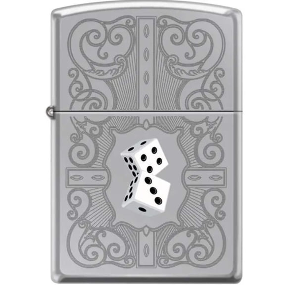 Zippo Lighter - Dazzling Dice In White High Polished Chrome