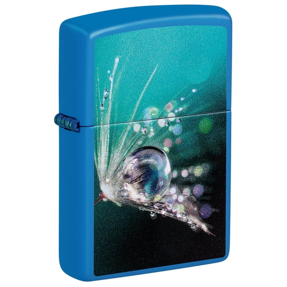 Zippo Lighter: Dew Drops, Raised Print - Sky Blue Matte 48864