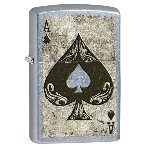 Zippo Lighter: Distressed Ace of Spades - Street Chrome 80574