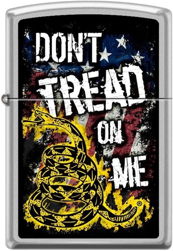 Zippo Lighter- Don't Tread On Me US Flag Satin Chrome Windproof Lighter #Z5235