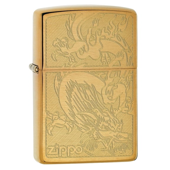 Zippo Lighter: Dragon, Engraved - Brushed Brass 79464