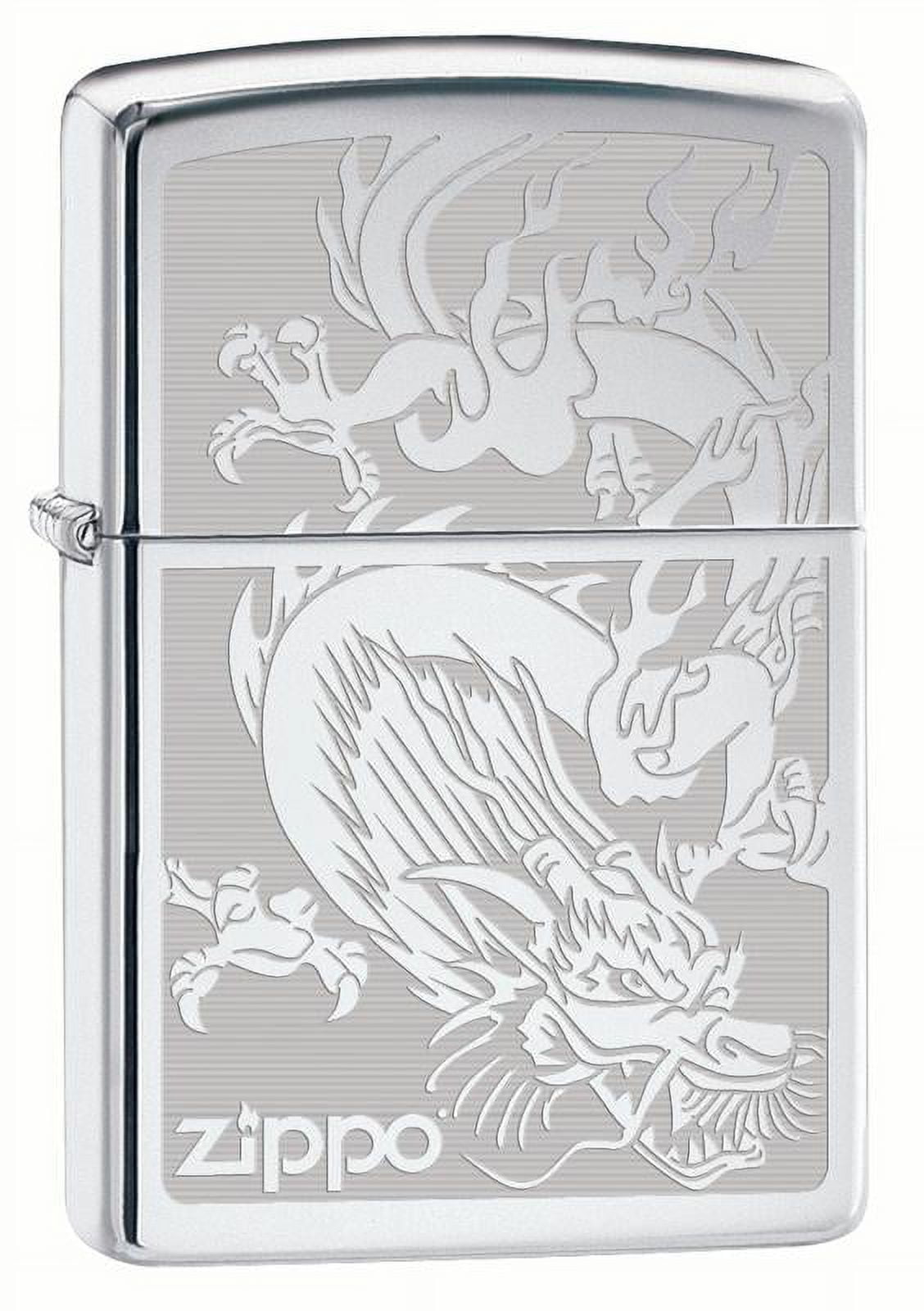 Zippo Lighter Dragon, Engraved High Polish Chrome
