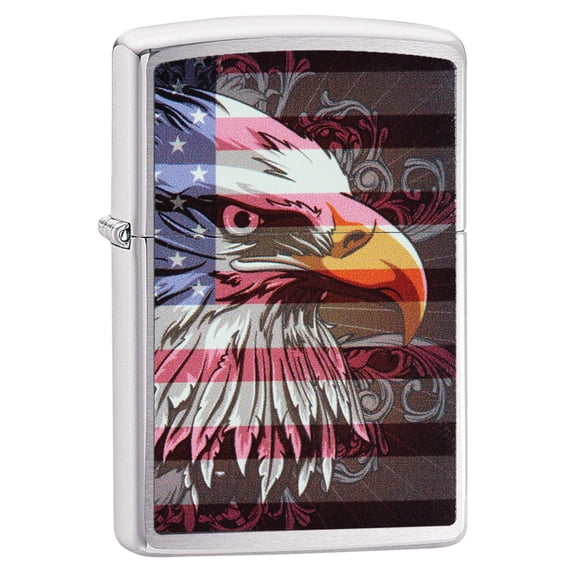 Zippo Lighter: Eagle and Flag - Brushed Chrome 81593