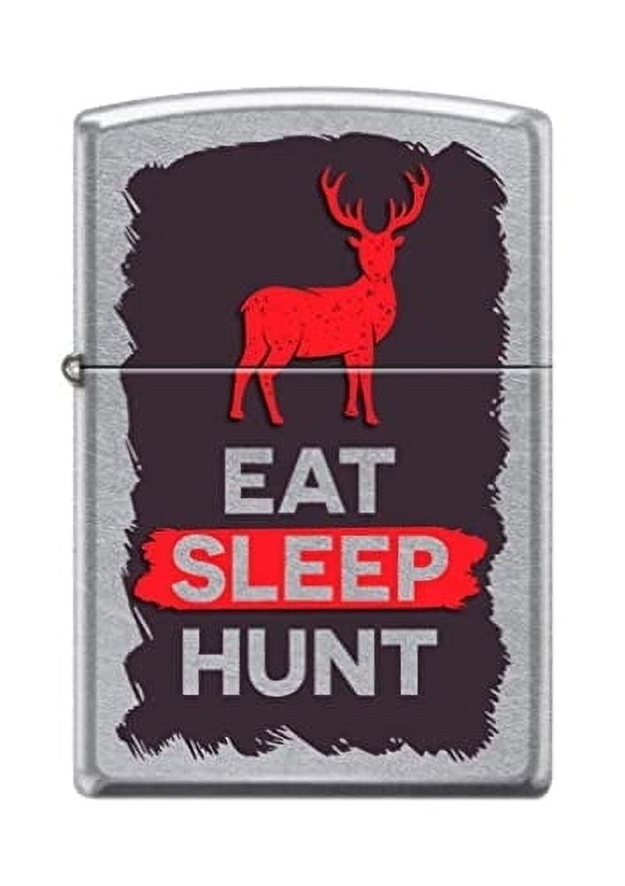 Zippo Lighter- Eat Sleep Hunt Whitetail Deer Street Chrome Lighter #Z5186
