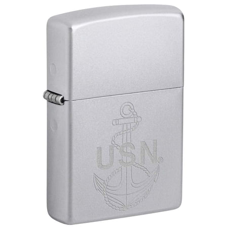 Zippo Lighter: Engraved U.S. Navy Logo, Engraved - Satin Chrome 81248