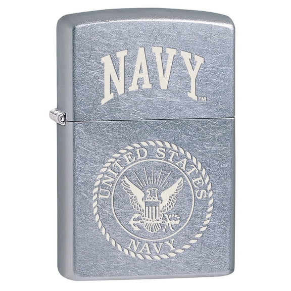 Zippo Lighter: Engraved U.S. Navy Logo - Street Chrome 80382