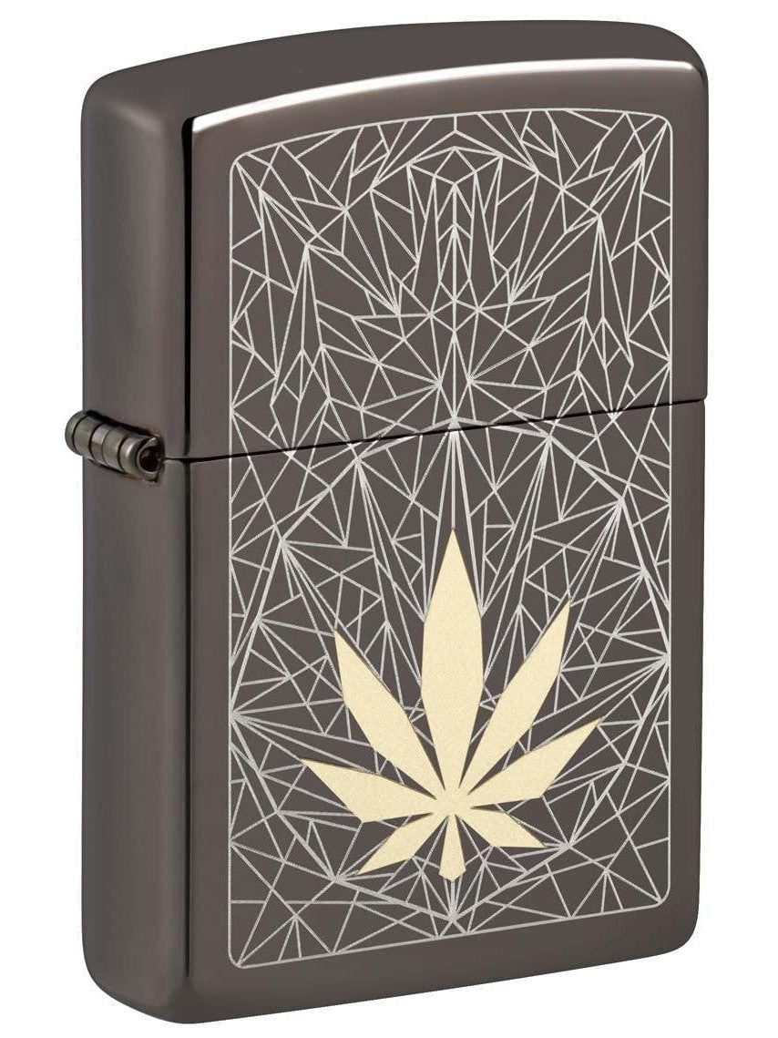 Zippo Lighter: Engraved Weed Leaf - Black Ice 48384 - Walmart.com, image size:854x1139