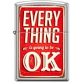thumbnail image 1 of Zippo Lighter- Everything Ok Sign Design Satin Chrome Windproof Lighter #Z5036, 1 of 6