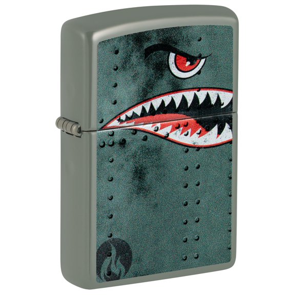 Zippo Lighter: Fighter Plane Nose Art, Shark Teeth - Sage 81482