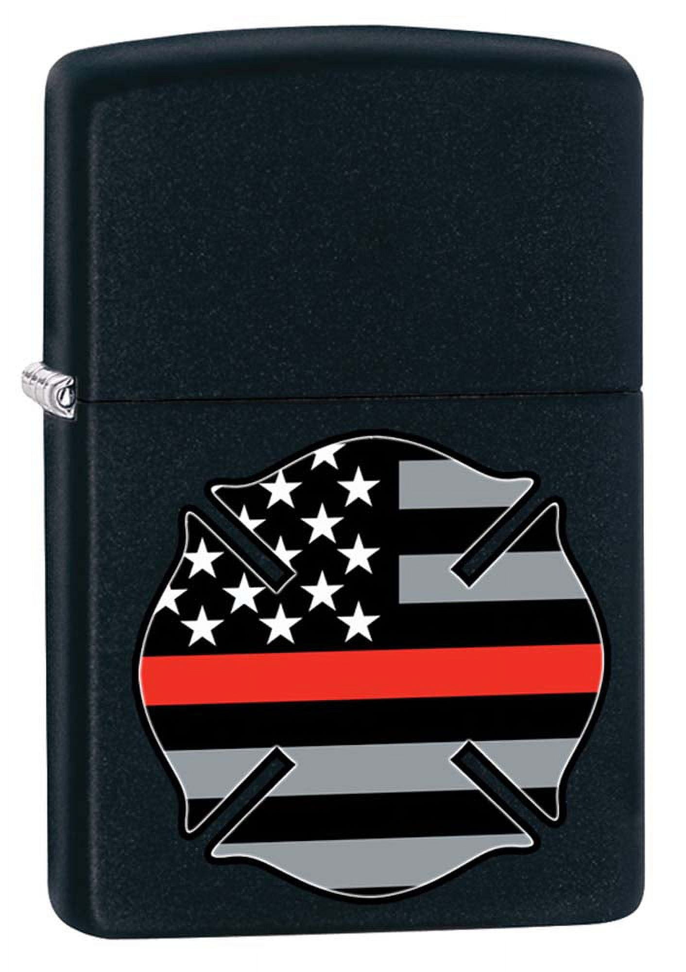 Zippo Lighter Firefighter Flag, Thin Red Line Black Matte 81181