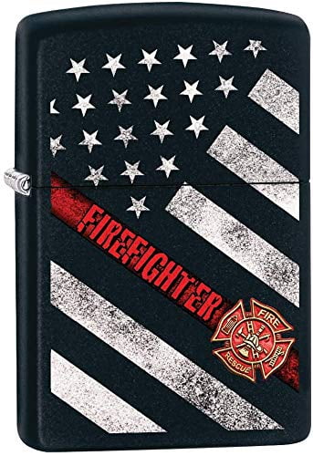 Zippo Lighter Firefighter with Flag Personalized Custom Message Engraved on Back Indoor Outdoor Windproof Lighter #Z5313