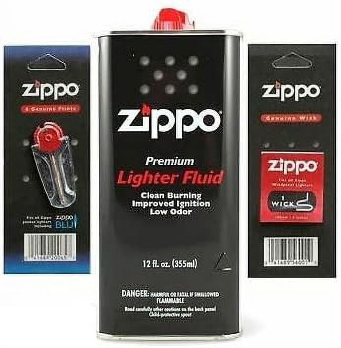 Zippo Lighter Fluid 12oz Wick and Flints Set Combo