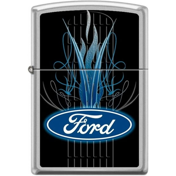 Zippo Lighter- Ford Oval Logo Satin Chrome Windproof Lighter #Z5012