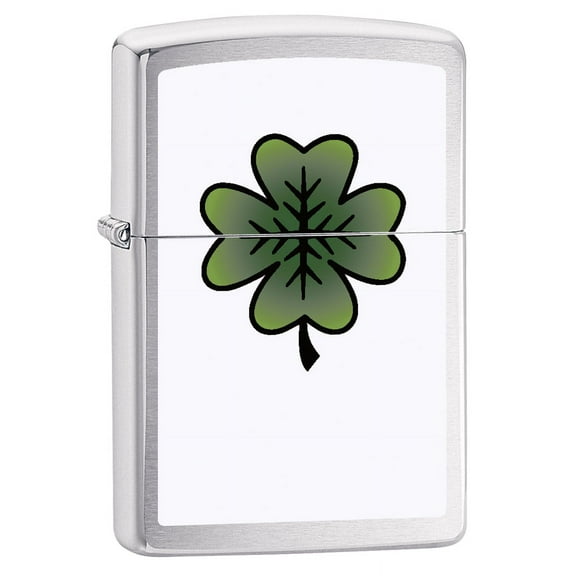 Zippo Lighter: Four Leaf Clover - Brushed Chrome 79113