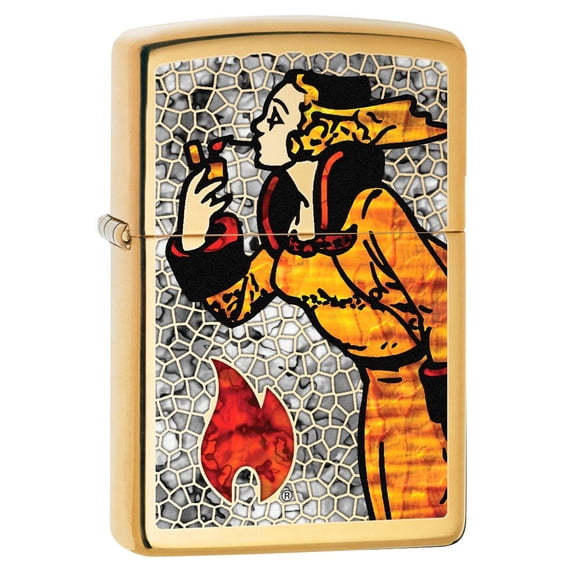 Pro-Cut ZIP-254BZF400183 2024 Zippo Fuzion Windy Girl Orange High Polish Brass Lighter