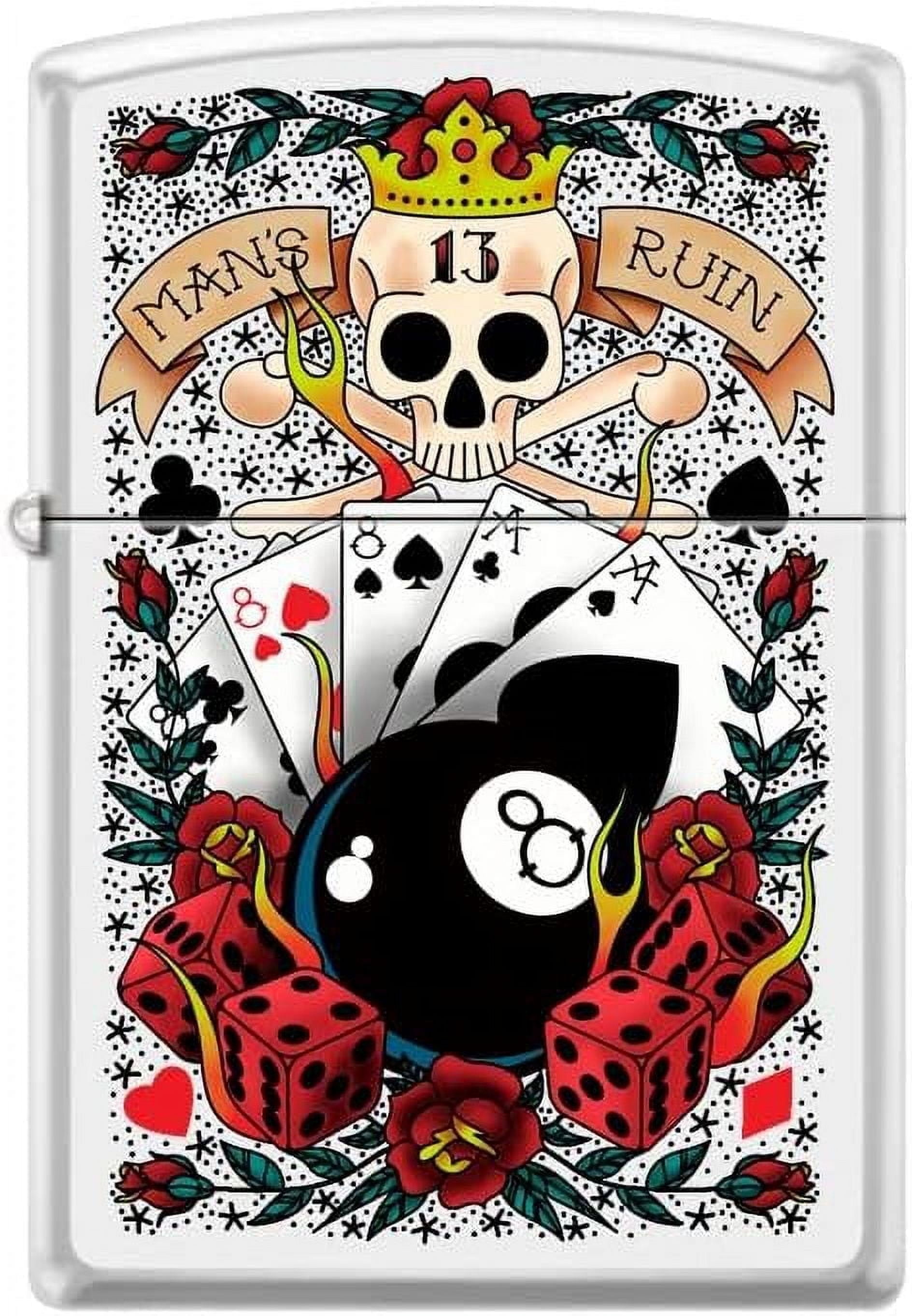 Zippo Lighter-Gambling White Matte Windproof Lighter #Z5462
