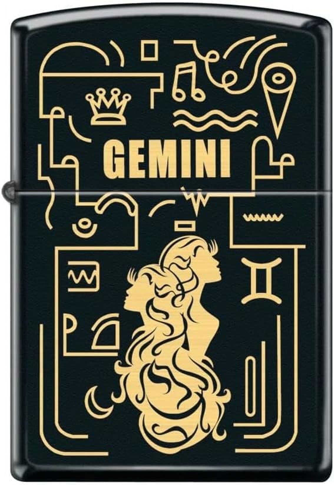 Zippo Lighter- Gemini Zodiac Black Matte Windproof Lighter #Z5302