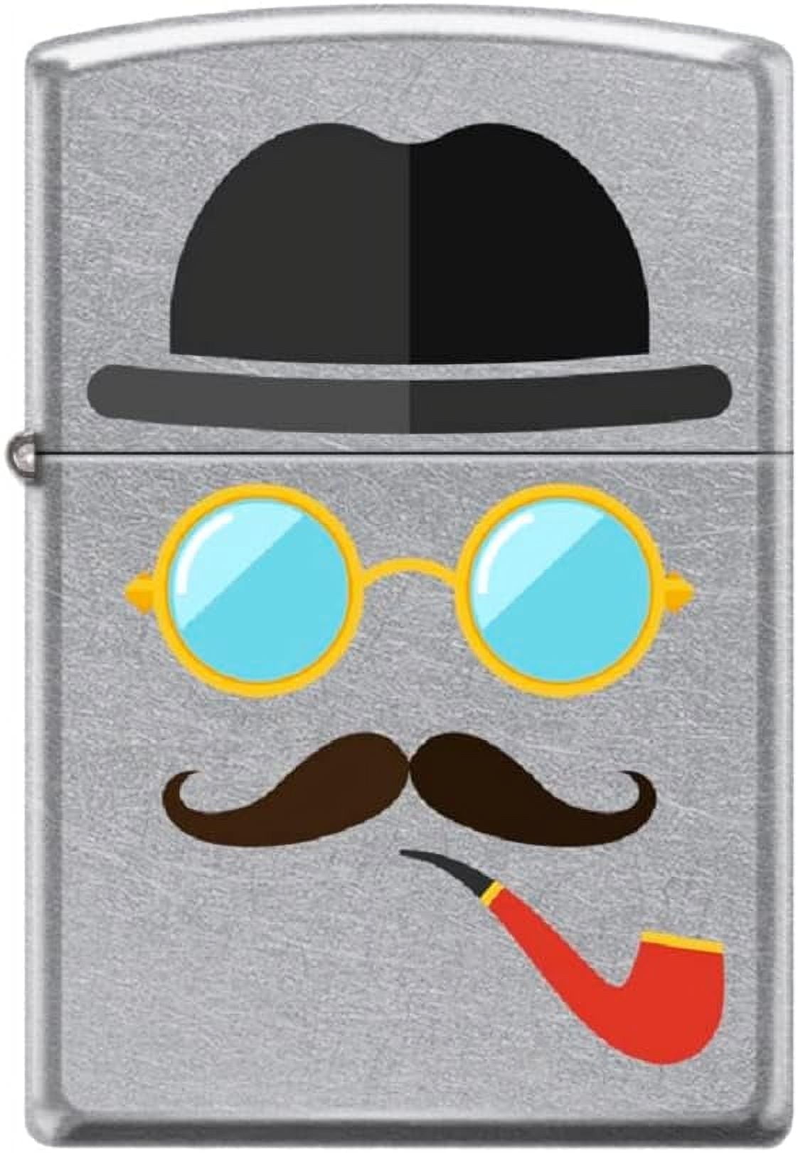 Zippo Lighter-Glasses Hats Moustache Pipe Insert Street Chrome Lighter #Z5531
