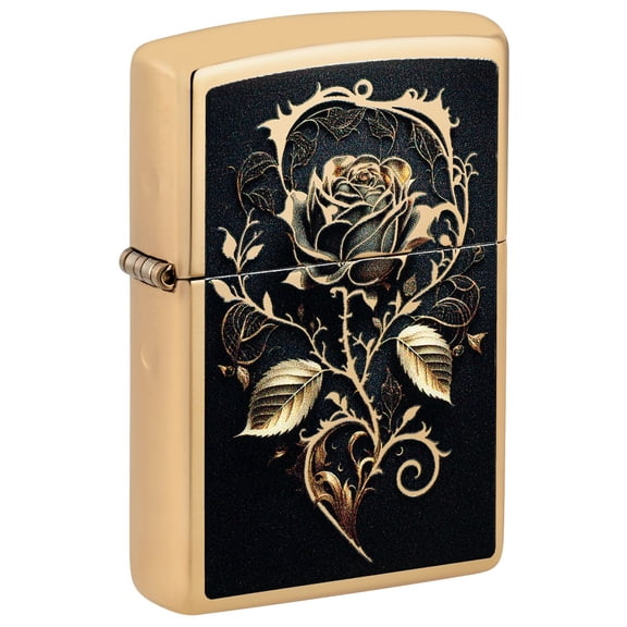 Zippo Lighter: Golden Rose - High Polish Brass 46665