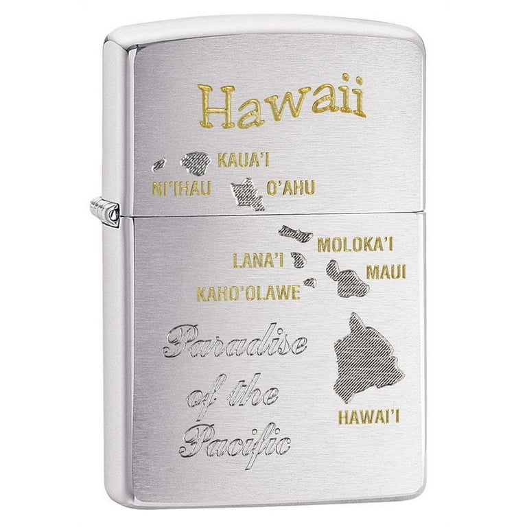 Zippo Lighter: Hawaiian Islands, Engraved - Brushed Chrome 80682