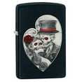 thumbnail image 1 of Zippo Lighter- Heart Skull Couple Black Matte Windproof Lighter #Z5219, 1 of 6