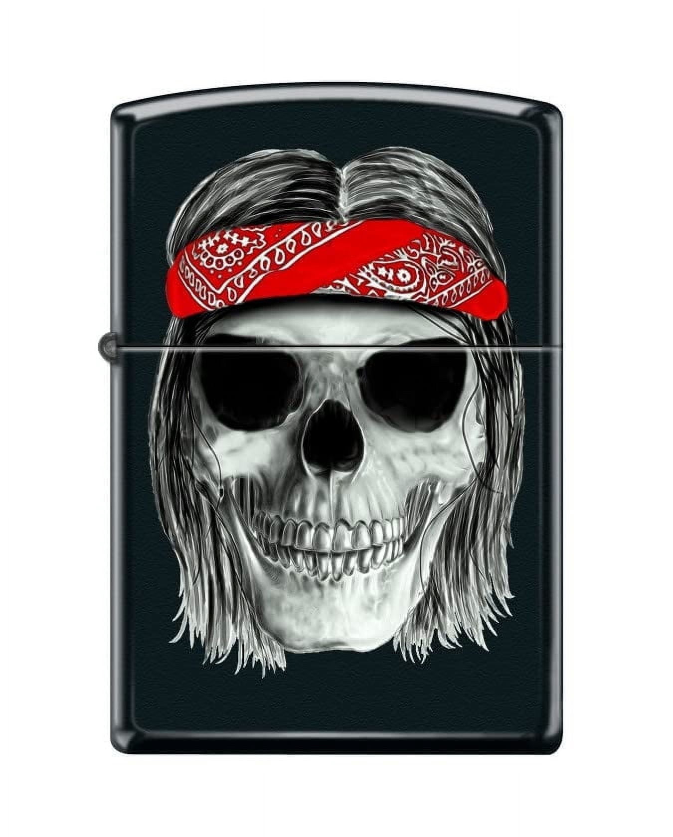 Zippo Lighter-Hippy Skull Black Matte Windproof Lighter #Z5490
