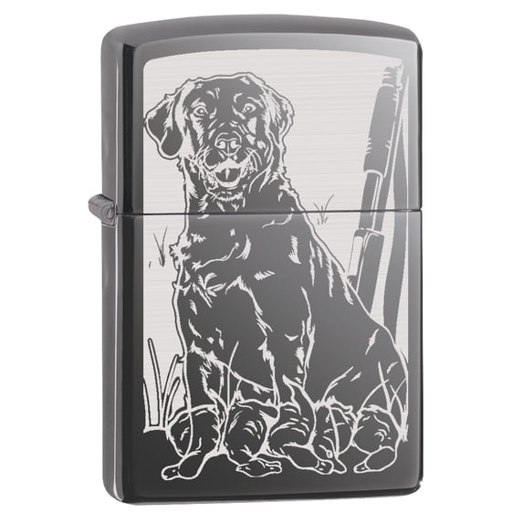 Zippo Lighter: Hunting Dog with Ducks - Black Ice 78807