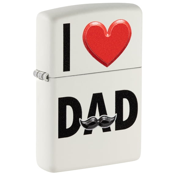 Zippo Lighter: I Love Dad, Raised Print - White Matte 46114