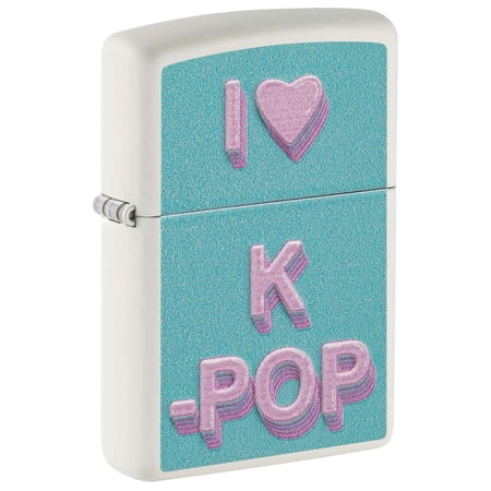 Zippo Lighter: I Love K Pop, Texture - White Matte 48542