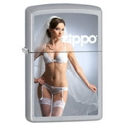 Zippo Lighter Im Ready - Satin Chrome *Sexy Pin-up Girl*