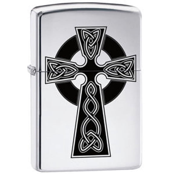 Zippo Lighter Irish Pride Celtic Cross High Polished Chrome